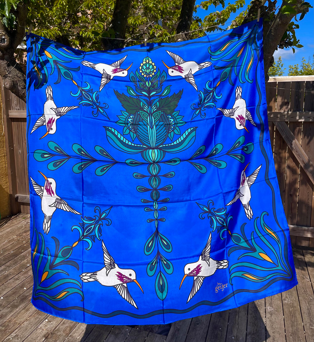 Scarf in 100 % Silk - Dancing birds - By Geijer