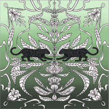 Load image into Gallery viewer, Scarf in 100% Silk - Panthers in green - By Geijer