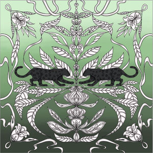 Scarf in 100% Silk - Panthers in green - By Geijer