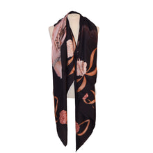 Load image into Gallery viewer, Scarf in 100% Silk - Pink pheasants in black - By Geijer